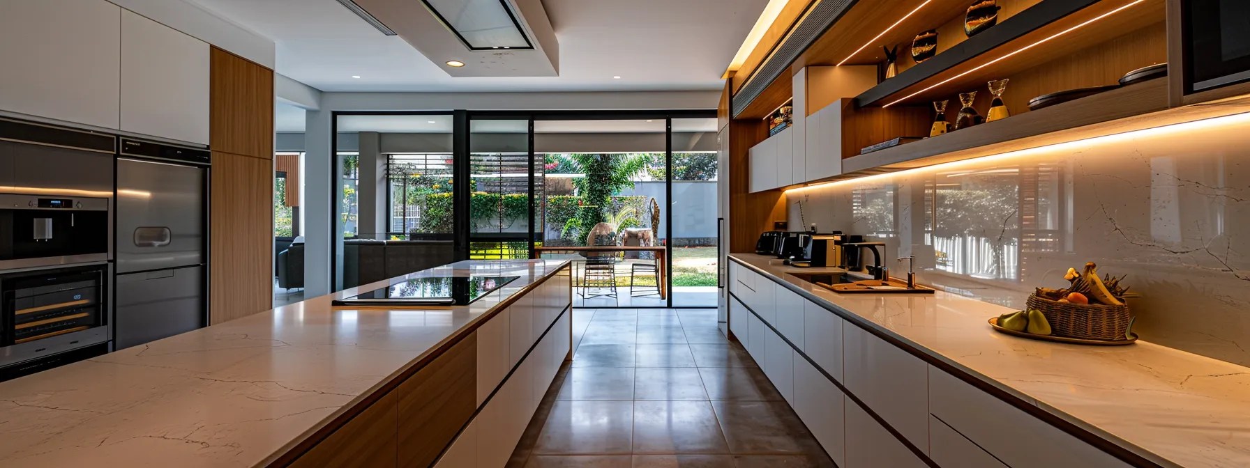 a kitchen being transformed from dated to modern with a sleek design and functional elements.